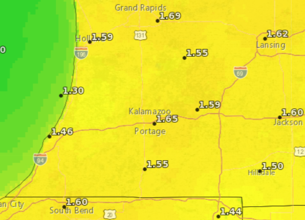 Weekly forecasted reference evapotranspiration rate for the week ending July 6.